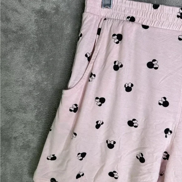 Disney Minnie Mouse Mickey Mouse Pajama Set Top Shorts Pink Black Large - Picture 8 of 15
